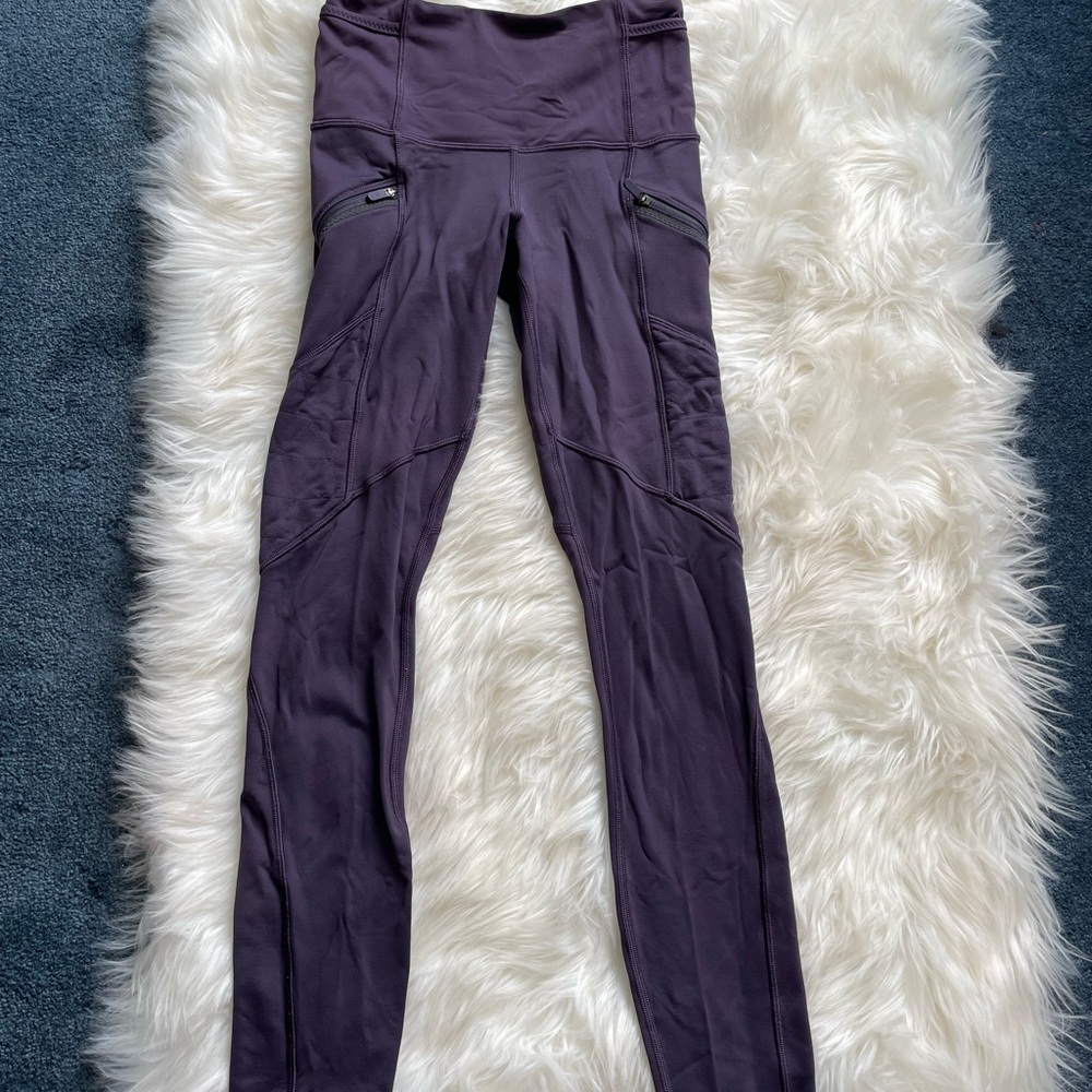 purple lululemon fleece lined leggings